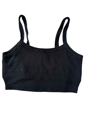 Alo Yoga Ribbed Sports Bra Black XS Seamless Workout Top